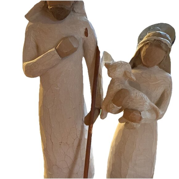 Willow Tree Nativity Set 3pc Joseph Mary Baby Jesus Shepherd Lamb Demdaco 1999 - Picture 8 of 10